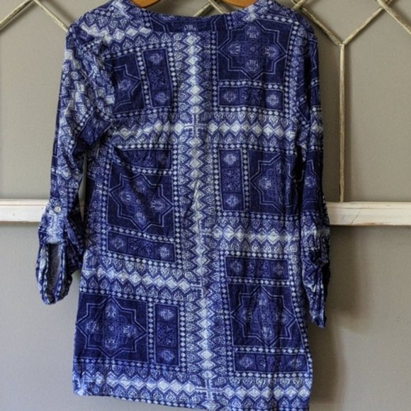 Anthropologie One September Delft Stamped Tunic size small - Picture 3 of 8